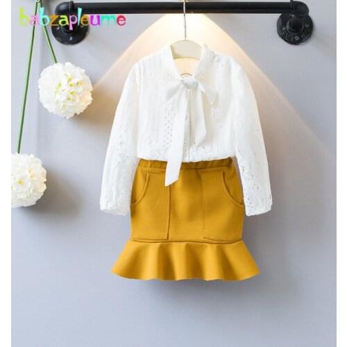 Children Clothes 2018 Toddler Girls Spring Summer Clothing Set Long Sleeve Baby White T-shirt+Kids Skirt Princess Outfit BC1684