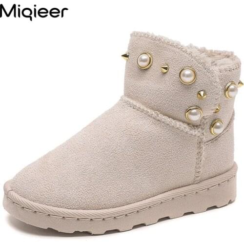 Childrens Snow Boots For Girls Winter 2021 Warm Plush Fashion Rivet Ankle Boots Waterproof Anti Skid Kids Women Sports Shoes