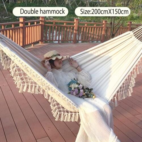 Double Hammock Nordic Bohemian Tassel Double Hammock Beach Beach Outdoor Indoor Hammock 200cm*150cm