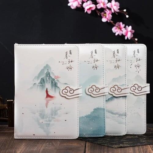 Aesthetic Hand Book Ancient Style Fresh and Elegant Hand-painted Color Page Girl Heart PU Magnetic Button Diary Notebook