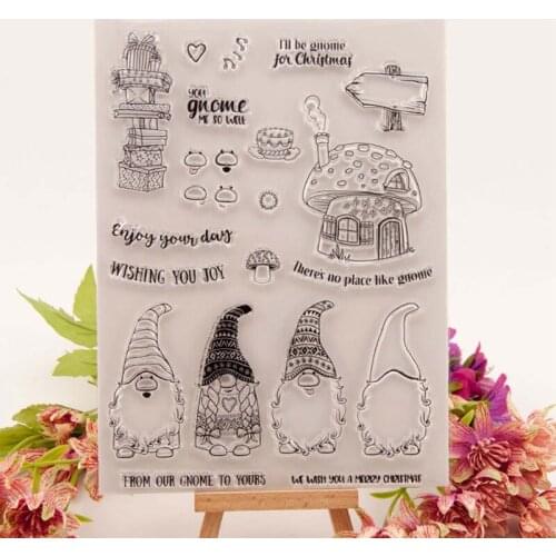 Christmas Transparent Silicone Seal DIY Hand Account Mushroom House Handmade Seal Greeting Card Decoration Cutting Mold + Seal