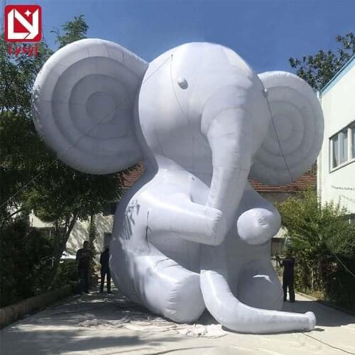 High White Giant Inflatable Elephant Promotional Digital Printed Blow Up Cartoon Decoration Toys