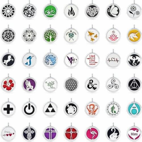 Flower of life 30mm magnetic Perfume locket Unicorn Aromatherapy locket essential oil Diffuser Locket pendant fit necklace 5pads