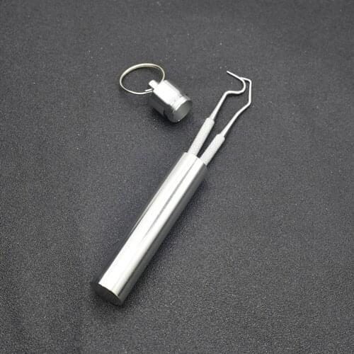 Stainless Steel Toothpick Set Metal Flossing Tools With Portable Toothpick Holder Outdoor Household Travel Seal Storage