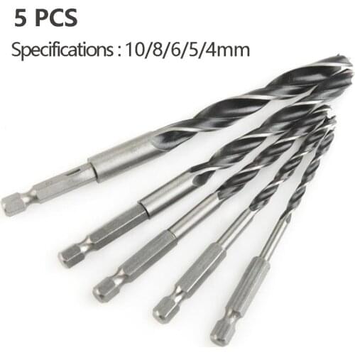 4/5/6/8/10mm Drill Bits Tungsten Carbide Tipped Concrete Brick Stone Drilling Set 1/4" Hex Shank Wood HCS Tool Accessories