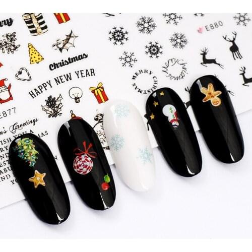 MEET ACROSS 11 Styles /Set Nail Art Slider Stickers Christmas Santa Claus 3D Adhesive Transfer Decal Winter Manicure Tips