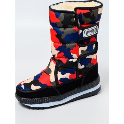 2021 Winter new plus velvet warm cotton shoes couple models men and women boots plus size high tube waterproof and ski boots