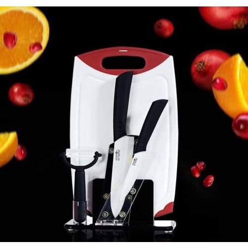 Ceramic Knife 3 4 5 inch + 6 inch Kitchen Knives Serrated Bread Set +Peeler Zirconia Black Blade Fruit Chef Knife Vege Cook Tool