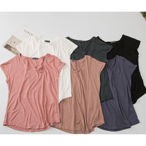 Obrix Female Shortened Summer Light T-Shirt O-Neck Short Sleeve Casual Style Petal Sleeve Thin Outfit For Women