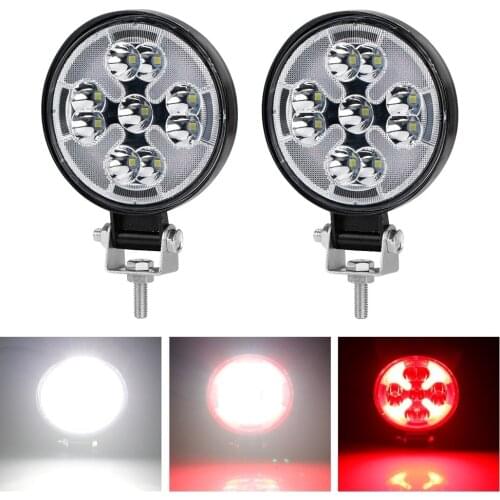 OKEEN 2pcs 3inch Round Led Work Lights White and Red Spotlight Off-Road Driving Pod Fog Lights for Jeep 4x4 SUV ATV Boats Truck