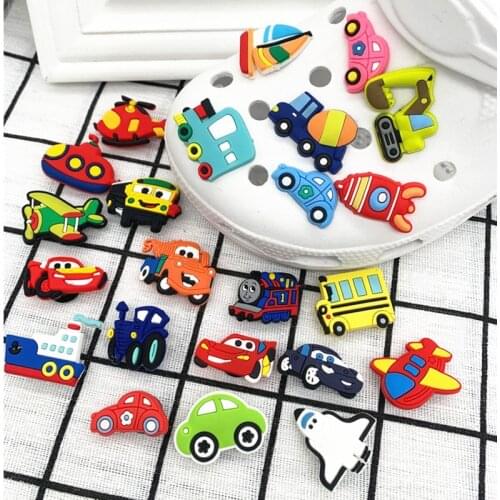 Original PVC Cartoon Car Toy Shoe Buckle Accessories Shoe Decoration for Crock Charms Designer Kids Gift