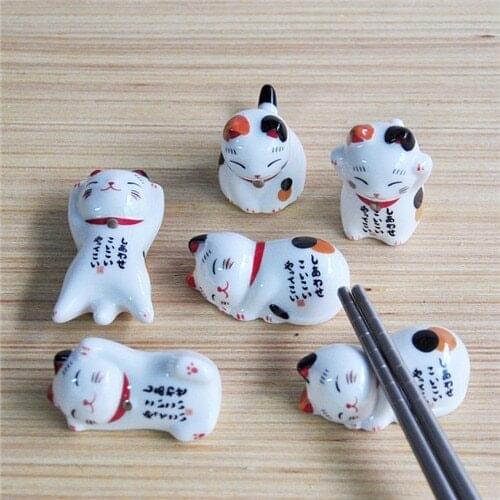 Lucky cat Chopsticks Holder Japanese ceramic chopsticks care Ceramic Lucky Cat Home Hotel Ceramics Cute