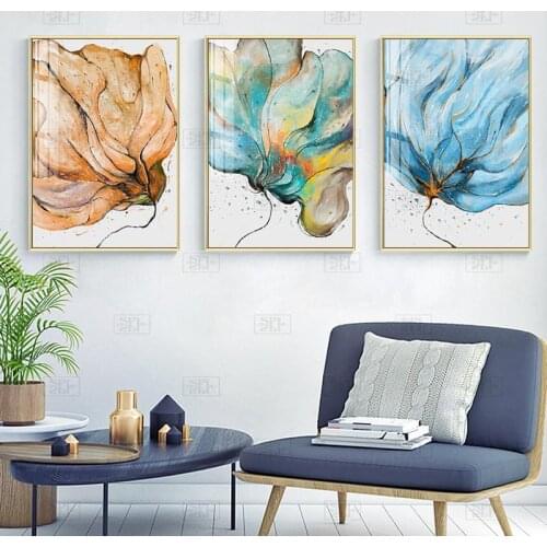 Watercolor Plant Flower Canvas Poster Print Modern Home Decor Abstract Wall Art Painting Nordic Living Room Decoration Picture