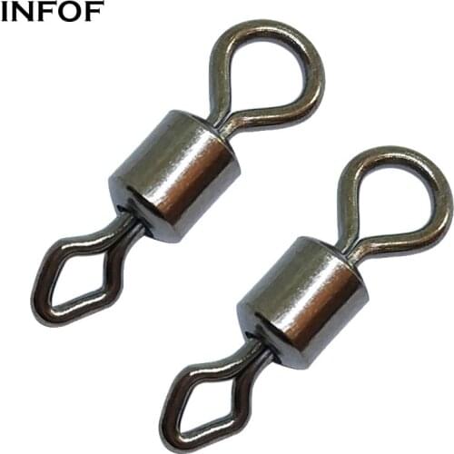 INFOF 200 pcs/lot Fishing swivels round and diamond eye rolling swivels fly fishing accessory Pesca equipment