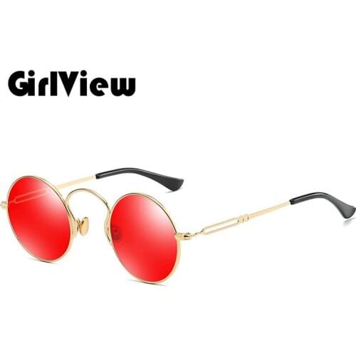 GirlView Round Shape Steam Punk Sunglasses Men Women Vintage Sunglass Mirror Lens High Quality Eyeglasses UV400