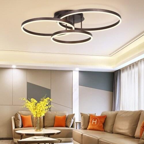 Modern Lovely Multi Rings Round Brown Aluminium LED Ceiling Lamp For Living Room Bedroom Flush Mount Ceiling Light Fixtures