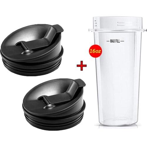 1pcs 16 oz Ounce Cup with 2 Sip N Seal Lids Spare Replacement Parts Accessories for Nutri Ninja Auto-iQ and Duo Blenders Juicer