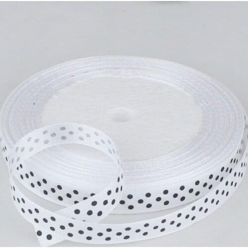 10Y new arrive 3/8" (10mm) white Satin ribbon Polka Dots printed Brown ribbon with white dots, DIY hairbow accessories