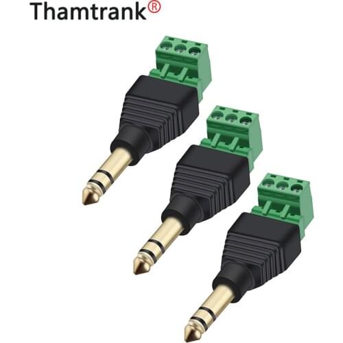 10pcs High quality 6.35mm 1/4 inch Stereo Audio Plug Head Gold Plated Adapter Free soldering