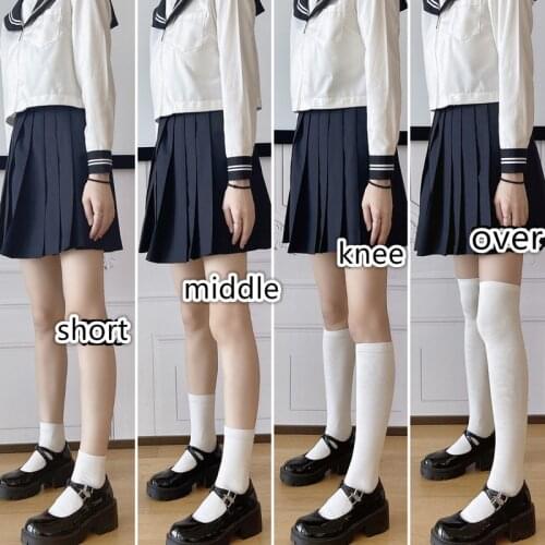 JK Over Knee Stocking Cotton Pure Color Spring Autumn Socks Lolita Student Style Leg Warmer Knee High Socks 3pairs
