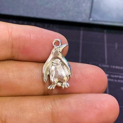 30pcs 3D Penguin Animal Charms Tibetan Silver Color Pendant Aesthetics Accessories DIY Handmade Necklace Jewelry Making Supplies