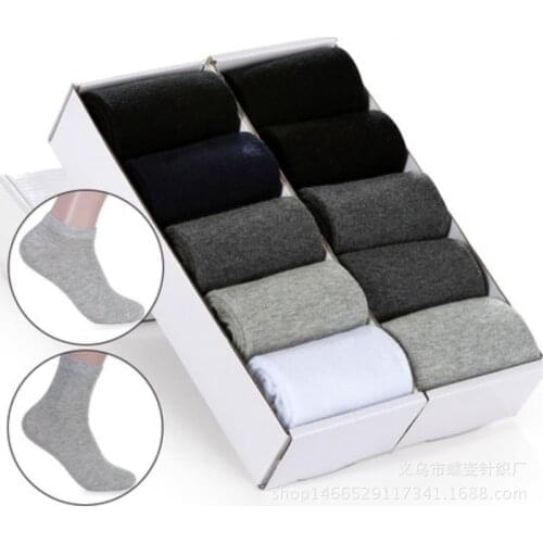 5 Pairs/Lot Autumn Winter Mens Socks Cotton Simple Classical Business Black White Pure Color Casual Deodorant Breathable Socks