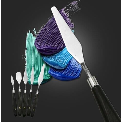 5Pcs Stainless Steel Artist Painting Palette Knife Spatula Oil Painting Paint Art Craft Metal Spatula Set Perfect Practical