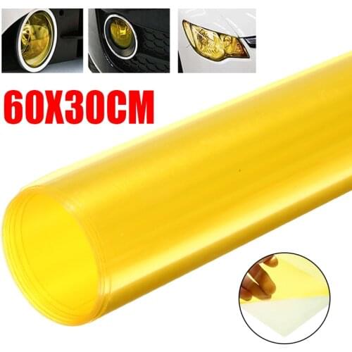 60x30CM DIY Headlight Fog Light Taillight Vinyl Film Sticker Stretchable Smoke Yellow Sheet Film Sticker