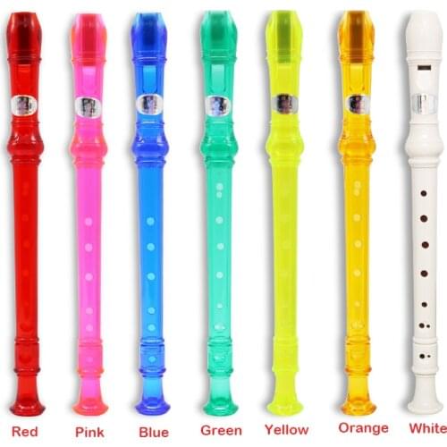 8 Holes Soprano Flute with Cleaning Stick Musical Instrument for Kids Beginners Plastics Instrument Recorder 7 Colors Flutes