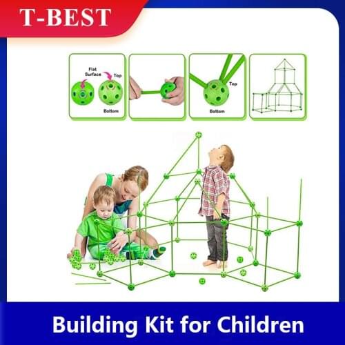 88pcs Construction Fort Building Kit for Children DIY Castle Tunnel Play Tent Fort Builder STEM Educational Learning Game Gift