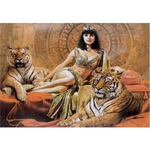 Full Square round drill 5D DIY Diamond embroidery Egypt Goddess and tiger Diamond Painting Cross Stitch Rhinestone Mosaic FH293