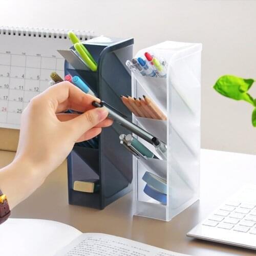 High Capacity Big Desk Organizer Pen Organizer Storage For Office School Home Supplies Translucent White Pen Storage Holder