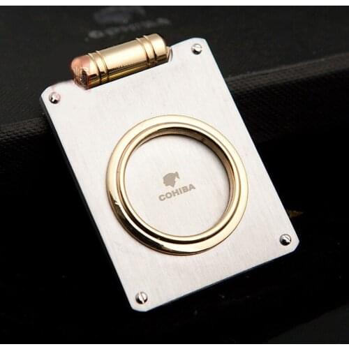 COHIBA Single Blades Sharp Cigar Cutter Stainless Steel Pocket Gadgets Zigarre Knife Tools Cuban Smoking Cigars Accessories 736A