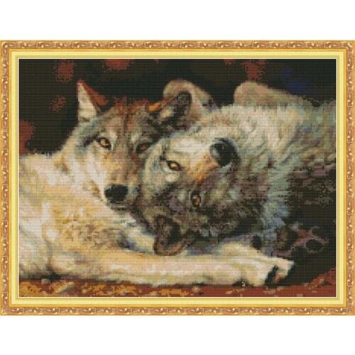 Everlasting Love Wolf 4 Chinese Cross Stitch Kits Ecological Cotton Clear Printed DIY Christmas 14CT 11CT Wedding Decoration