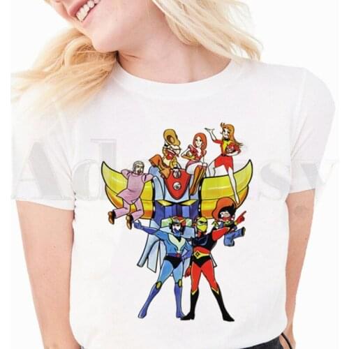Womens T-shirt Grandizer Japan Robot Anime Goldorak Goldrake Short Sleeve Female Tops Tees Harajuku VintageT Shirts