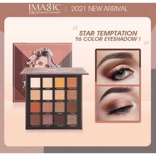 IMAGIC New16 Color Eyeshadow Shimmer Pallete Matte&Highlighter Long Lasting Pigmented Powder Professtional Mineral Powder Makeup