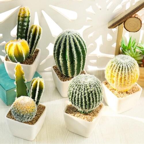 Artificial Plastic Cactus Succulents Prickly Pear Potted Plant no Pot Eco-Friendly Simulation Home Office Desktop Decoration Hot