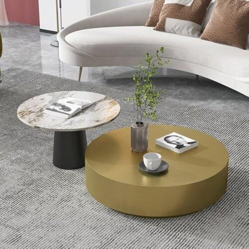 Italian minimalist picture and mother coffee table size combination round rock slab coffee table living room light luxury coffee
