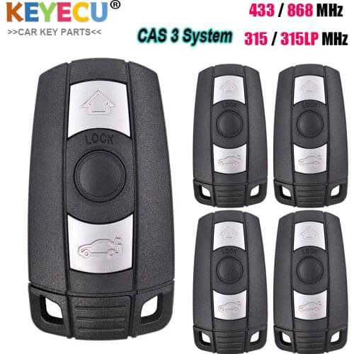 KEYECU 5PCS/LOT Smart Remote Car Key for BMW CAS3 System 1 3 5 7 Series X5 X6 Z4, FOB 3 Buttons - 315LP/ 315MHz/ 433MHz/ 868MHz