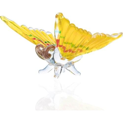 H&D Handblown Butterfly Glass Figurine Murano Glass Art Collectible Sculpture Miniature Handcraft Gift Home Wedding Decoration