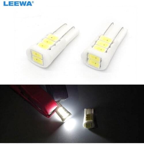 LEEWA 100pcs Super White 194 168 W5W T10 Ceramic 5730 8SMD 2W Wedge Side License Plate Light Lamp DC12V #CA4577