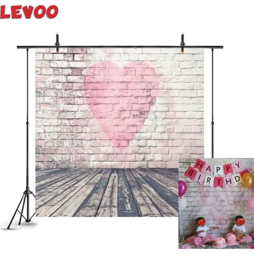LEVOO Valentines Day Backdrop Love Heart Brick Wall Wooden Floor Photo Studio Background Photography Photophone Dropshipping