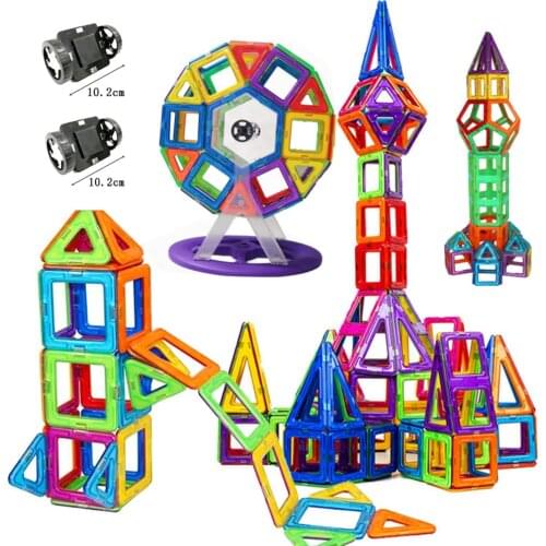 Designer Magnetic Building Blocks DIY Constructor Set Triangle Square Small Bricks Set Magnet Toys For Children Ferris wheel