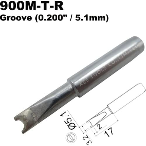 Soldering Tip 900M-T-R Groove 5.1mm for Hakko 936 907 Milwaukee M12SI-0 Radio Shack 64-053 Yihua 936 X-Tronics 3020 Iron Bit