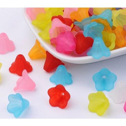 1300pcs/500g Translucent Acrylic Beads Frosted Flower For DIY Jewelry Making Necklaces Bracelets Handicrafts Mixed color 14x10mm