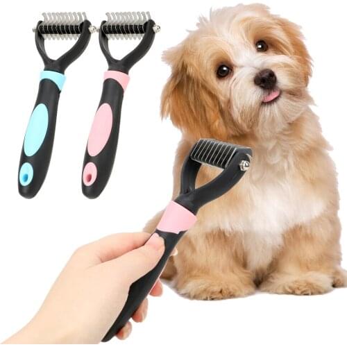 Dog Cat Hair Removal Comb Dog Grooming Shedding Rake Furmins Pet Brush Pet Fur Knot Cutter Grooming Tool