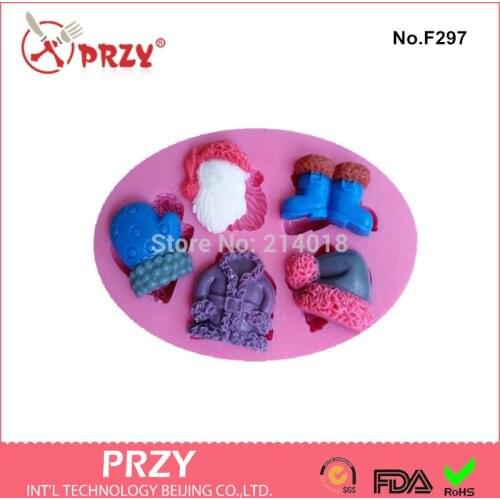 Christmas silicone mold gloves hat clothes boots Shaped silicone fondant Cake decoration mold soap mold l Jelly mold No.F297