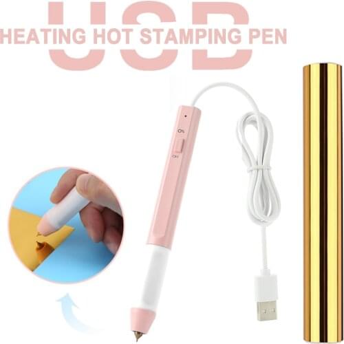 Pink Heat Foil Pen Set 2.5mm/0.8mm/1.5mm USB Powered Heat Resistant Add Shinning Handwritten Sentiments On Paper Leather Plastic