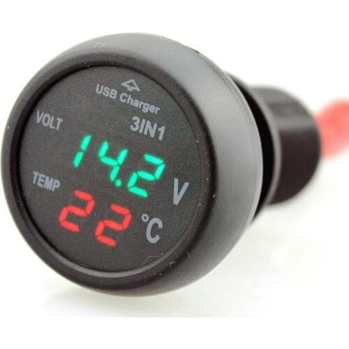 Thermometer, Digital Voltage -10~80°C Temperature Monitor Tester Meter LED Display Multimeter for Automotive Motorcycle