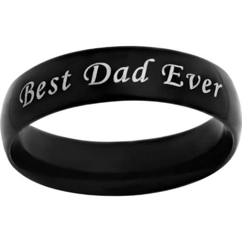 Titanium Black Punk Finger Rings for Men Fathers Day Gifts BEST DAD EVER Men Jewelry Cool Steel Rings Nice Gift